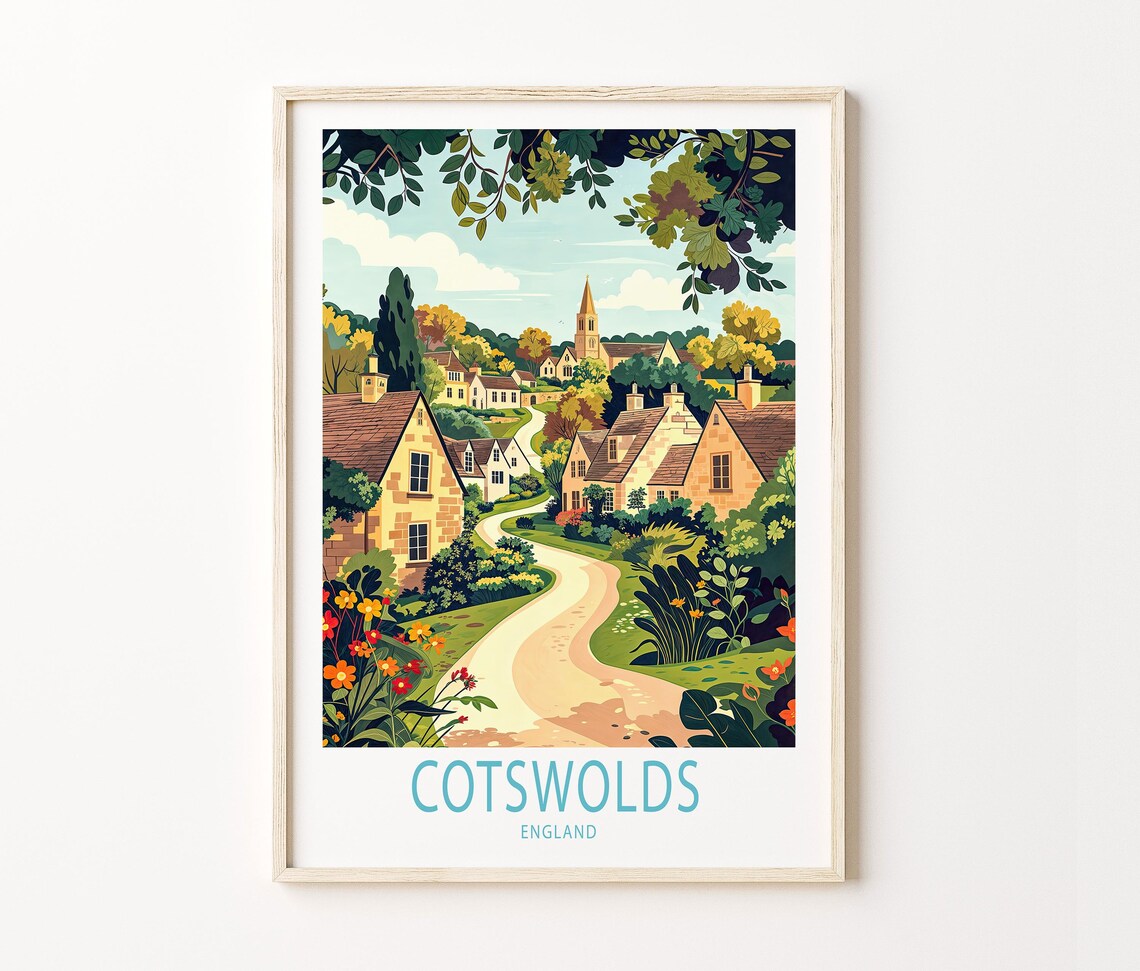 Personalised Cotswolds Travel Poster, England Decor - Image 3