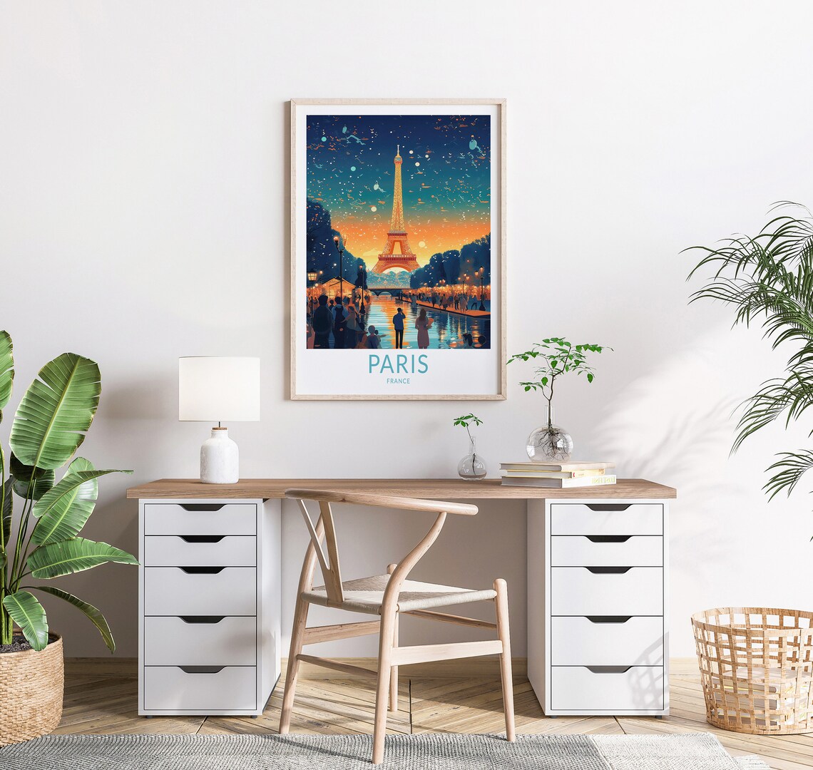 Paris Eiffel Tower Travel Poster, Europe Wall Art - Image 2