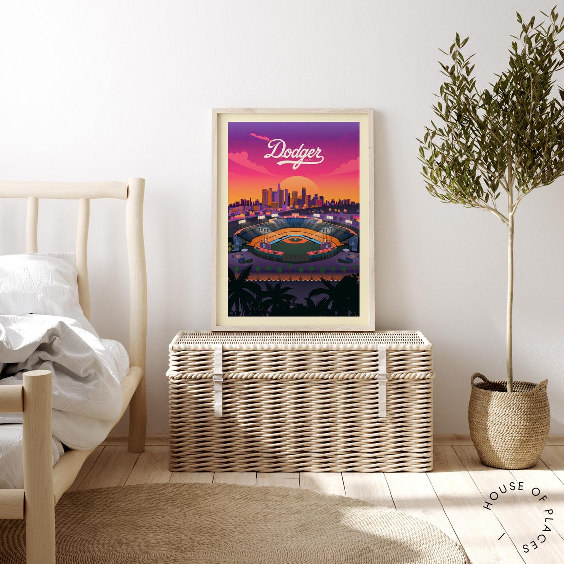 Dodger Stadium Sunset Los Angeles Baseball Field Retro Art Poster - Image 2