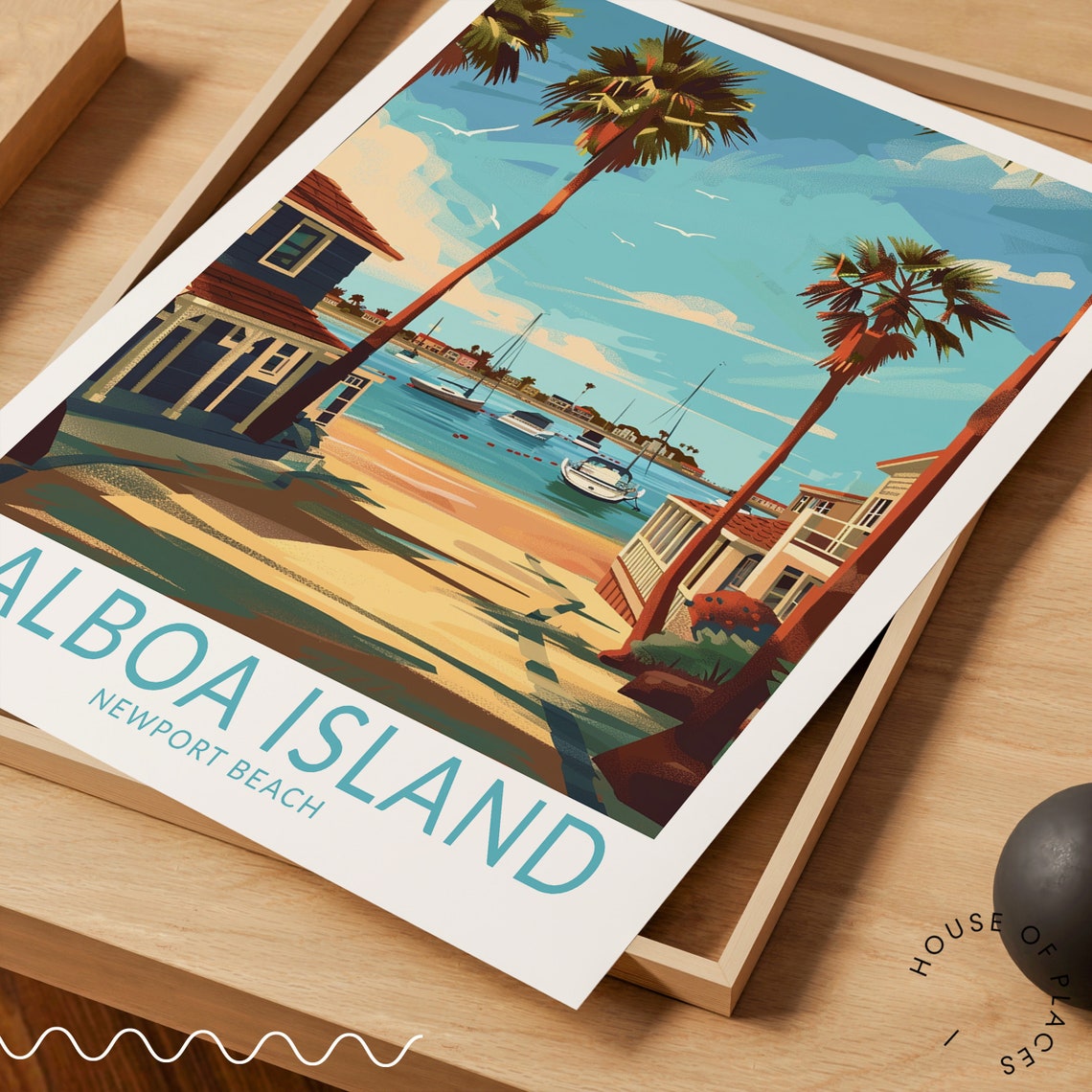 Balboa Island Travel Poster Balboa Island California Newport Beach Wall Art California City Poster San Diego Decor Wedding Gifts - Image 3
