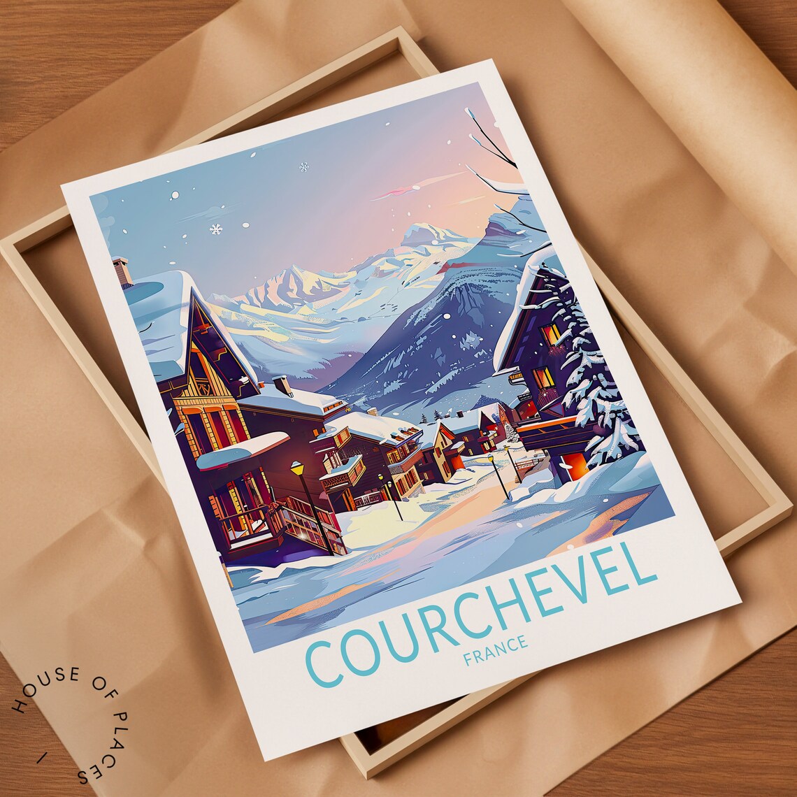 Courchevel France Travel Poster, Winter Wall Art - Image 2