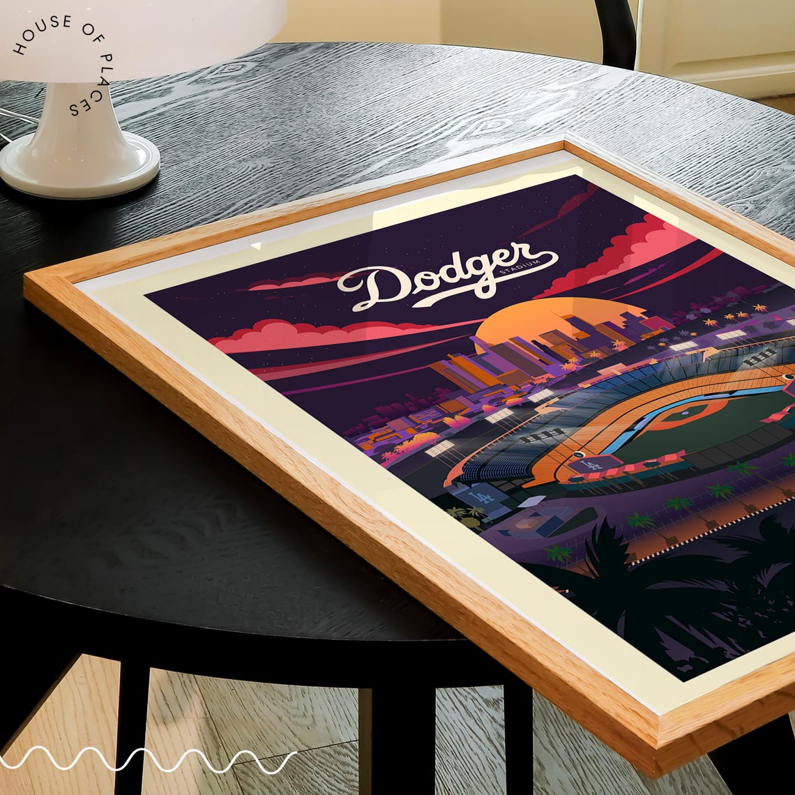Dodger Stadium Night Game Los Angeles Skyline Baseball Art Poster - Image 3
