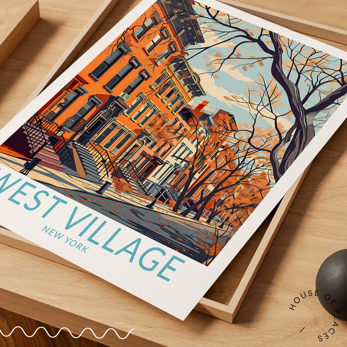 West Village Travel Poster, New York City Art Print - Image 3