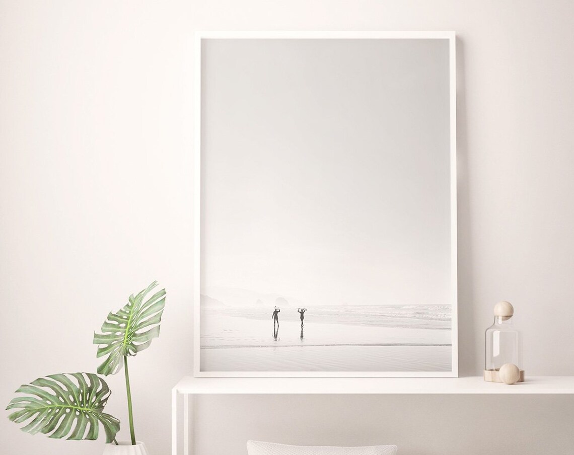 Surf Print Black and White Poster, Ocean Waves