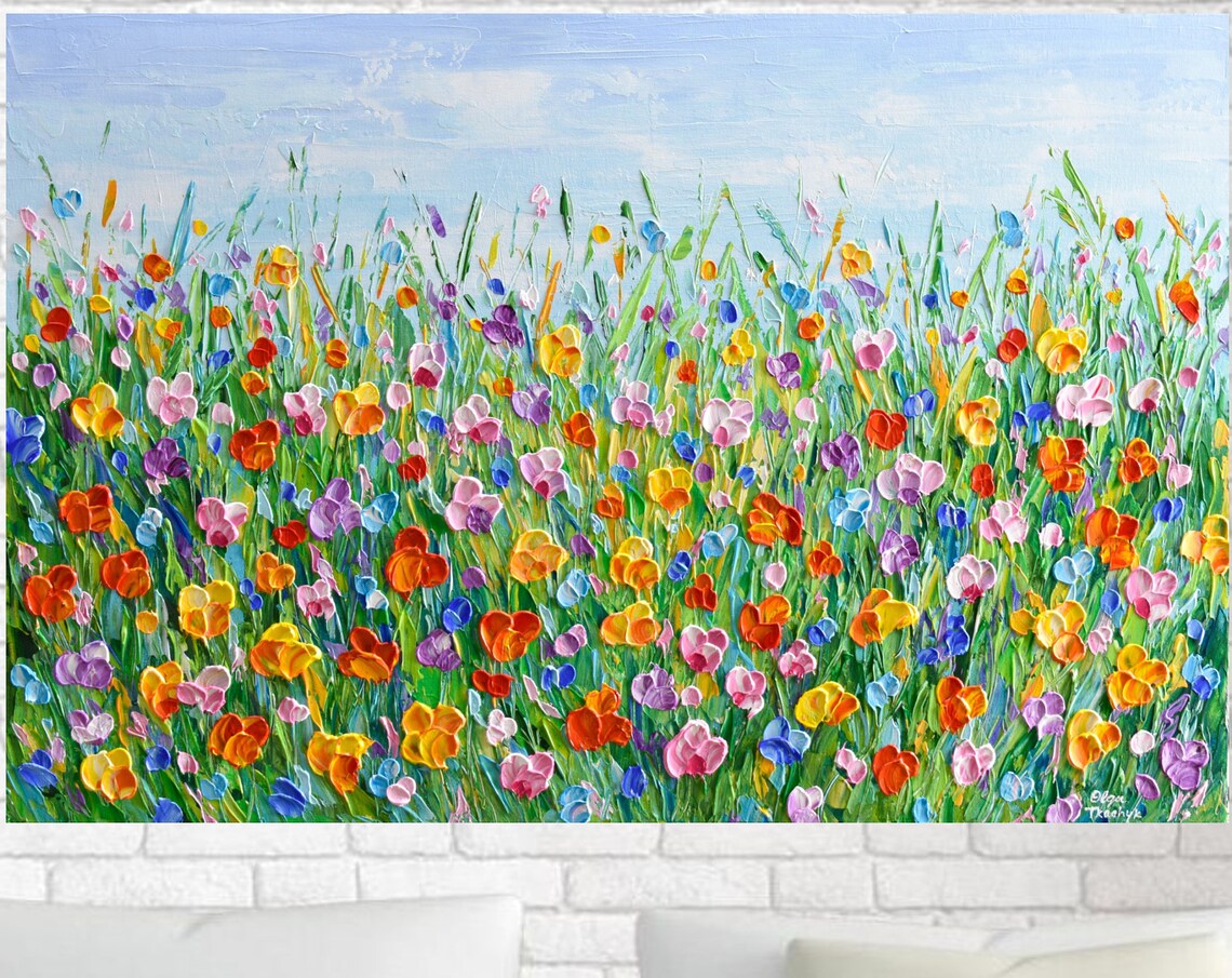 Wildflower Meadow Impressionist Landscape Art Print