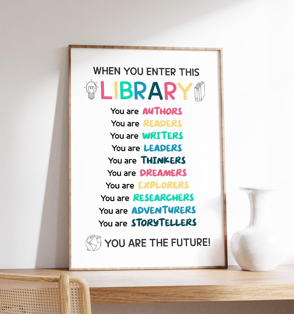 When You Enter This Library You Are The Future School Quote Poster