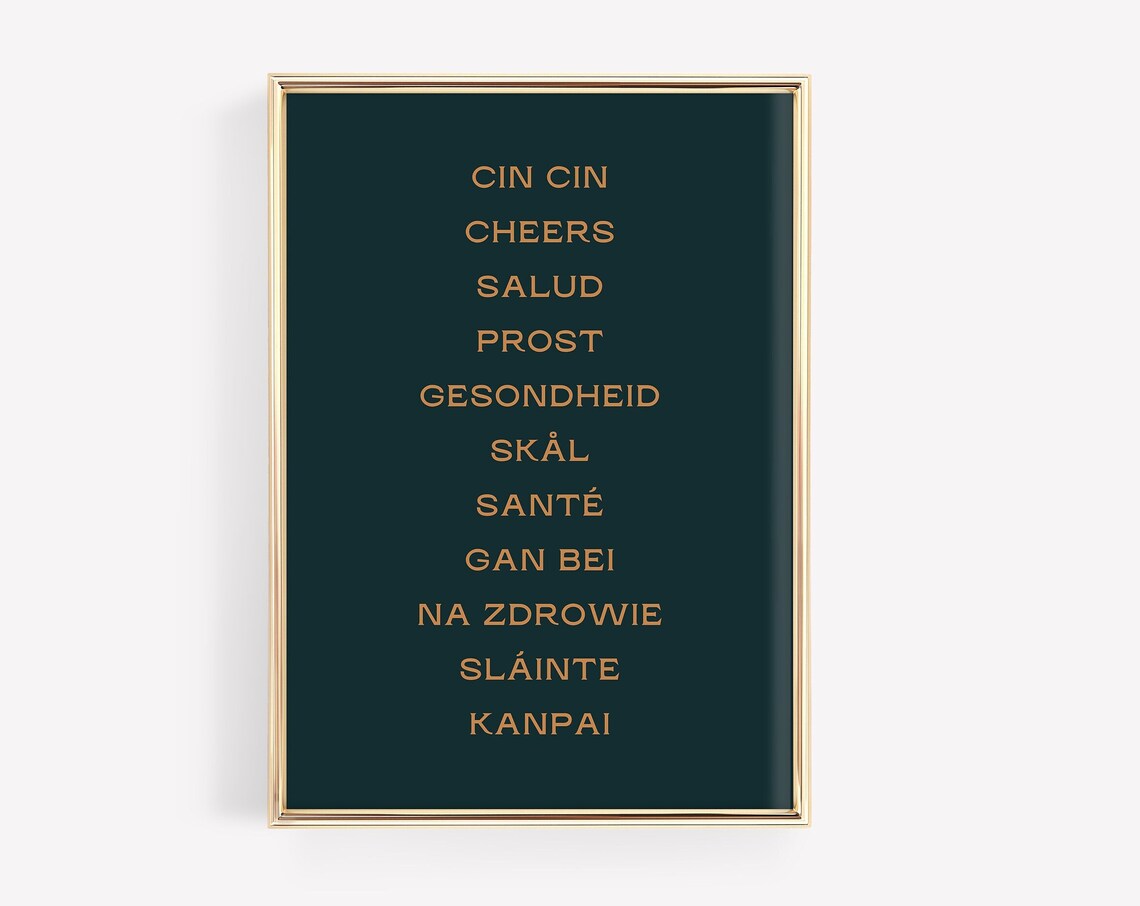 Cheers In Different Languages Sign Bar Cart Art Print