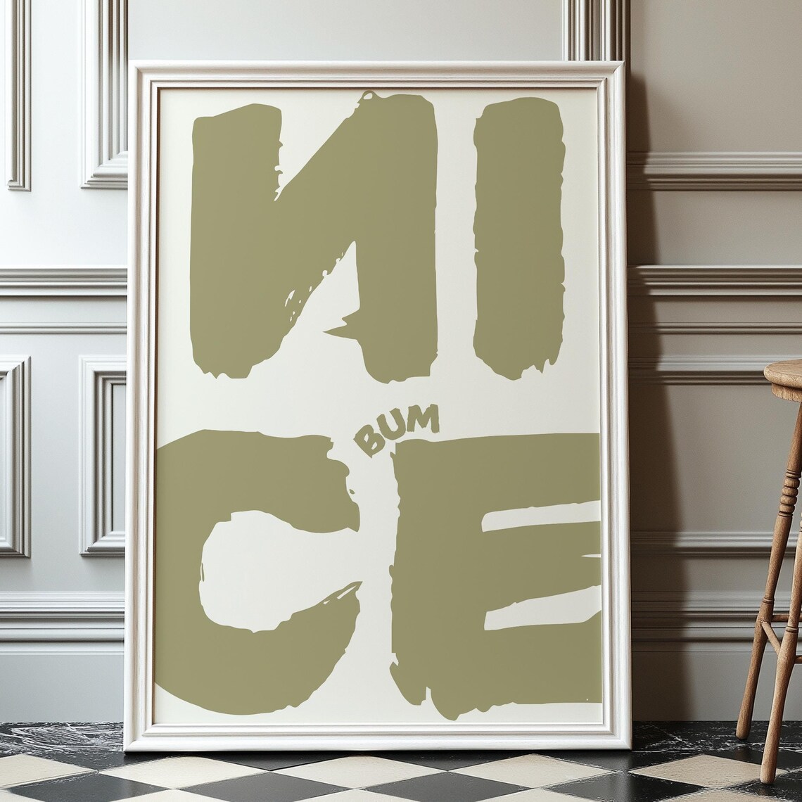 Nice Bum Bathroom Wall Art Print, Modern Typography