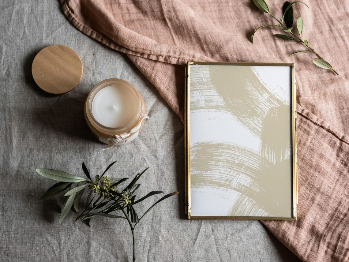 Beige Abstract Brushstroke Modern Minimalist Neutral Wall Art - Image 3