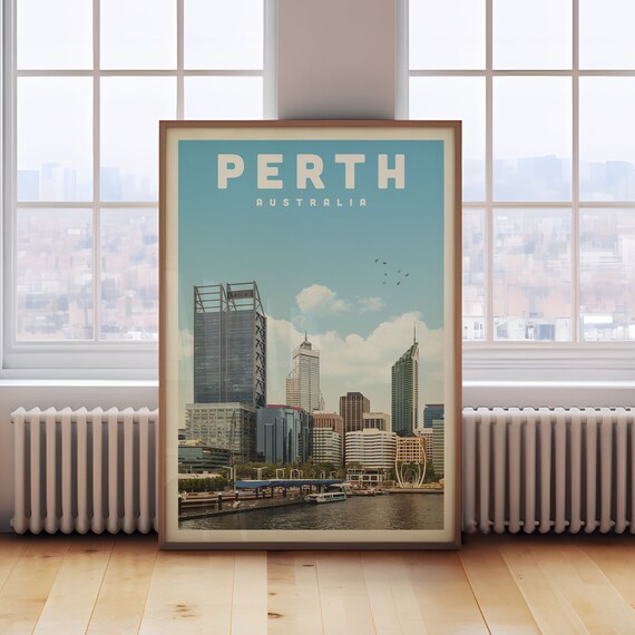 Perth Australia Poster Wa Print Skyline Wall Art Travel Canvas Home Decor