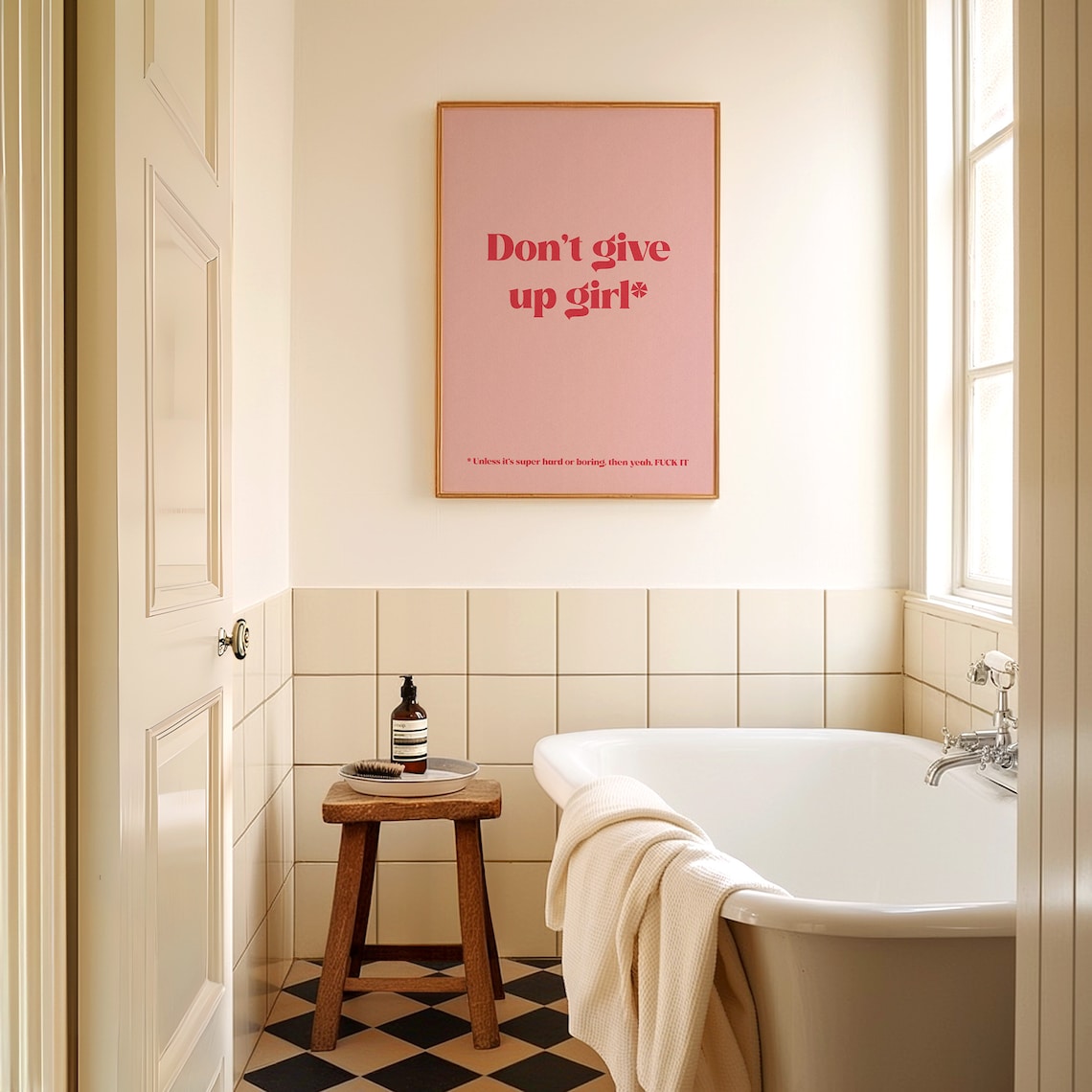 Dont Give Up Girl Art Print, Funny Motivational Decor - Image 3