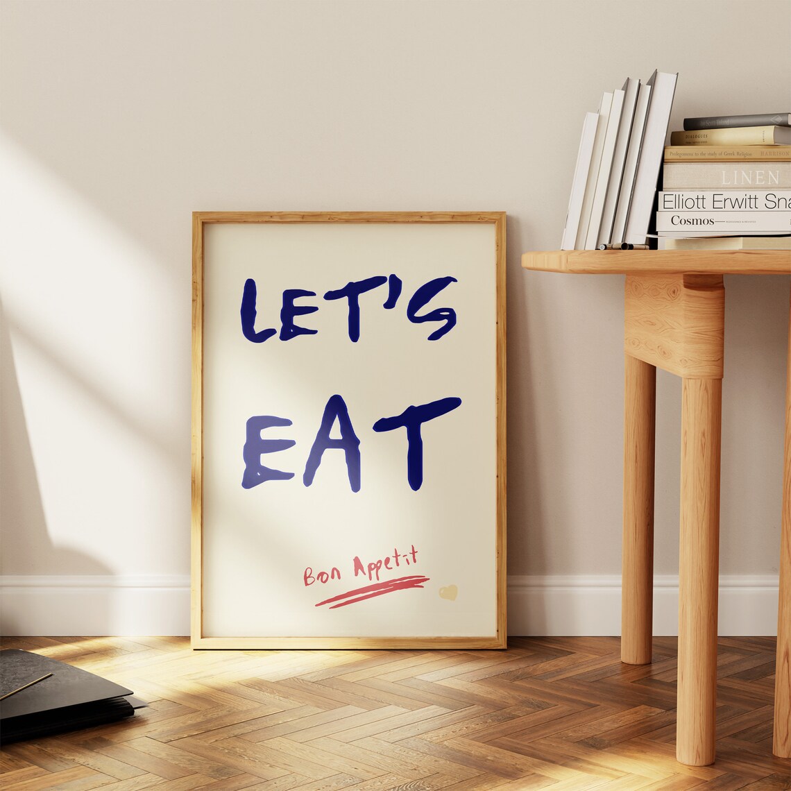 Lets Eat Kitchen Quote Art Print, Retro Typography - Image 2