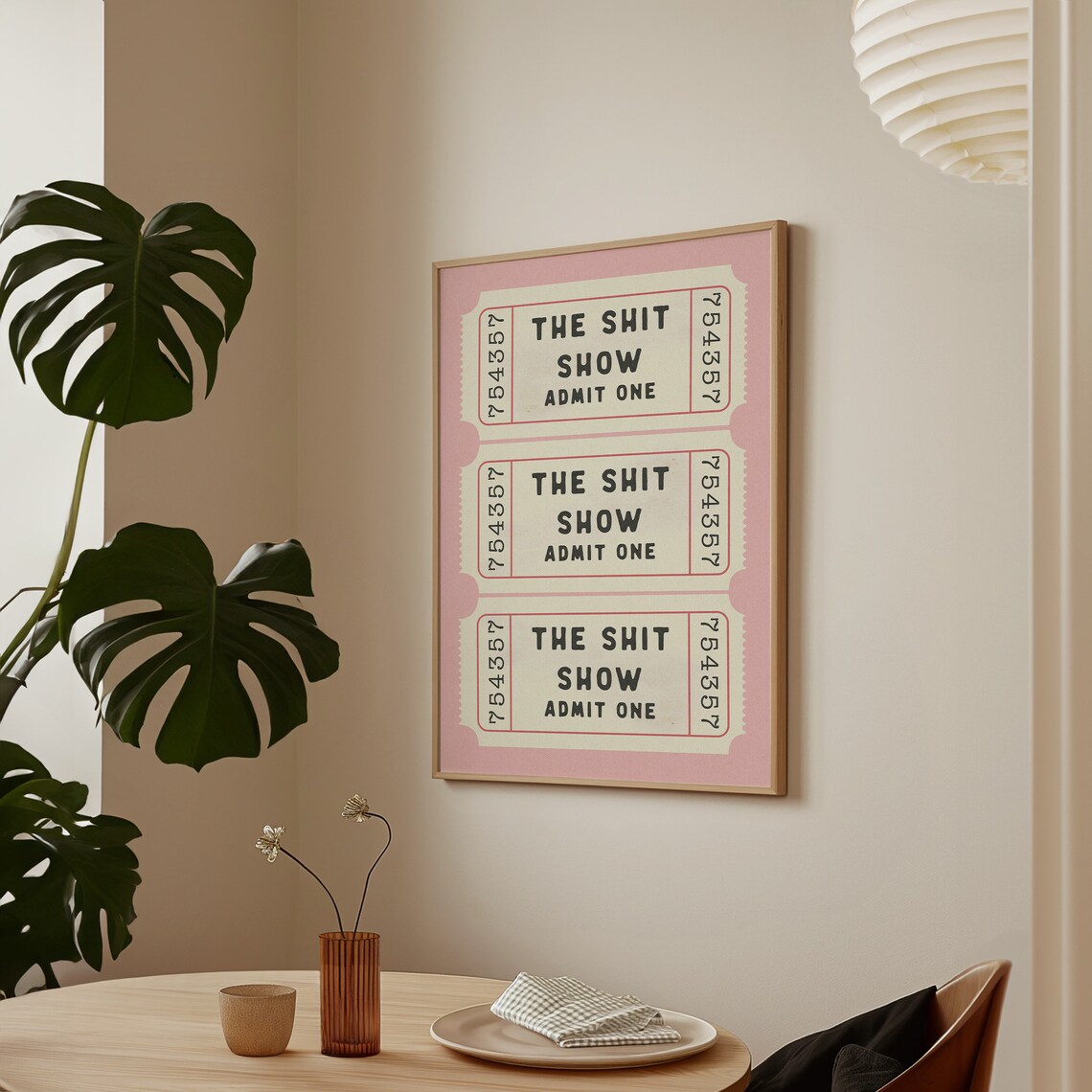 The Shit Show Ticket Retro Pink Cream Poster Print - Image 3