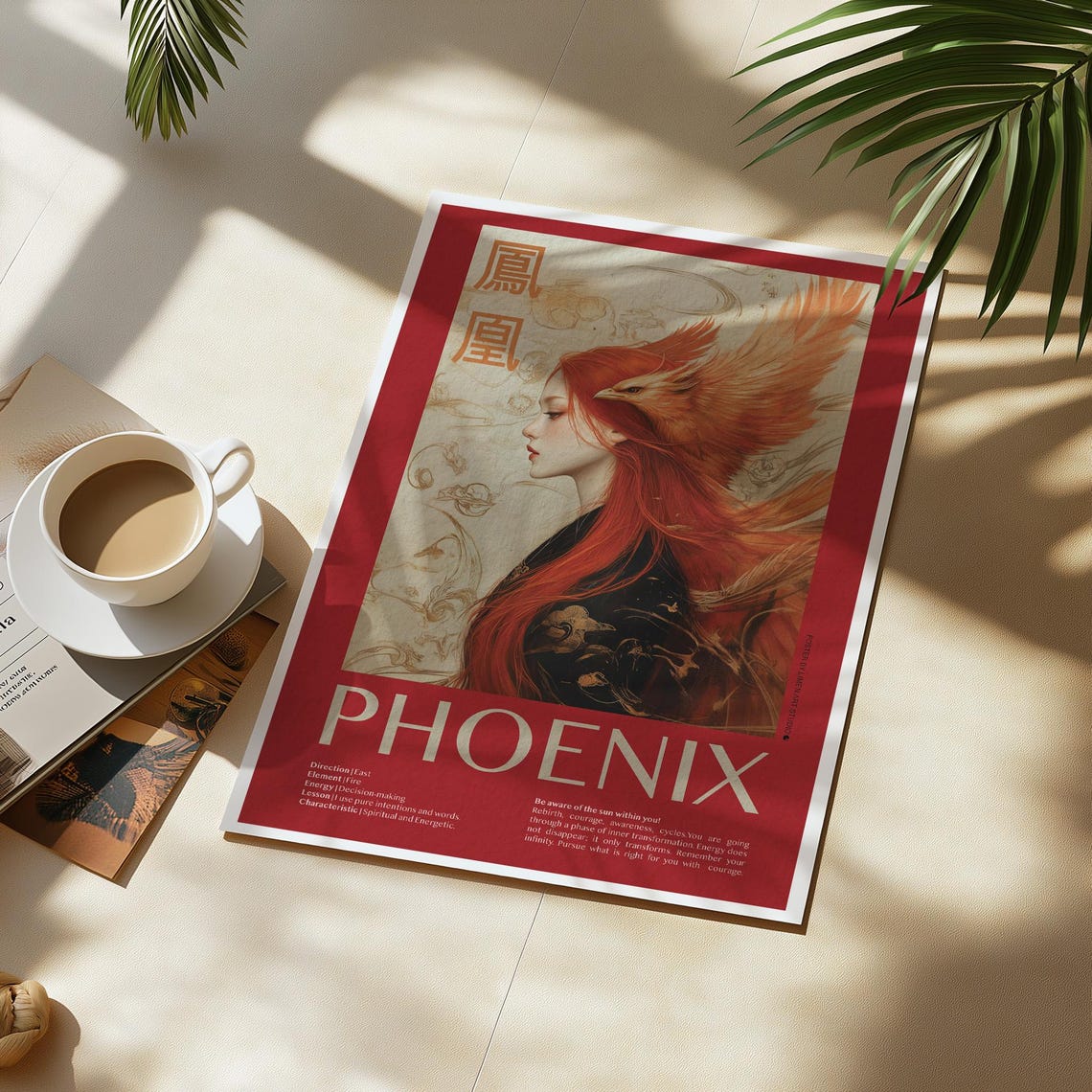Phoenix Spirit Animal Rebirth Transformation Inspirational Red Poster - Image 4