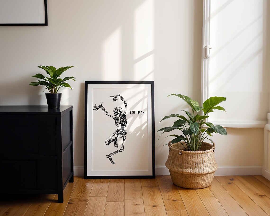 Vintage Skeleton Print, Funny Halloween Poster - Image 2