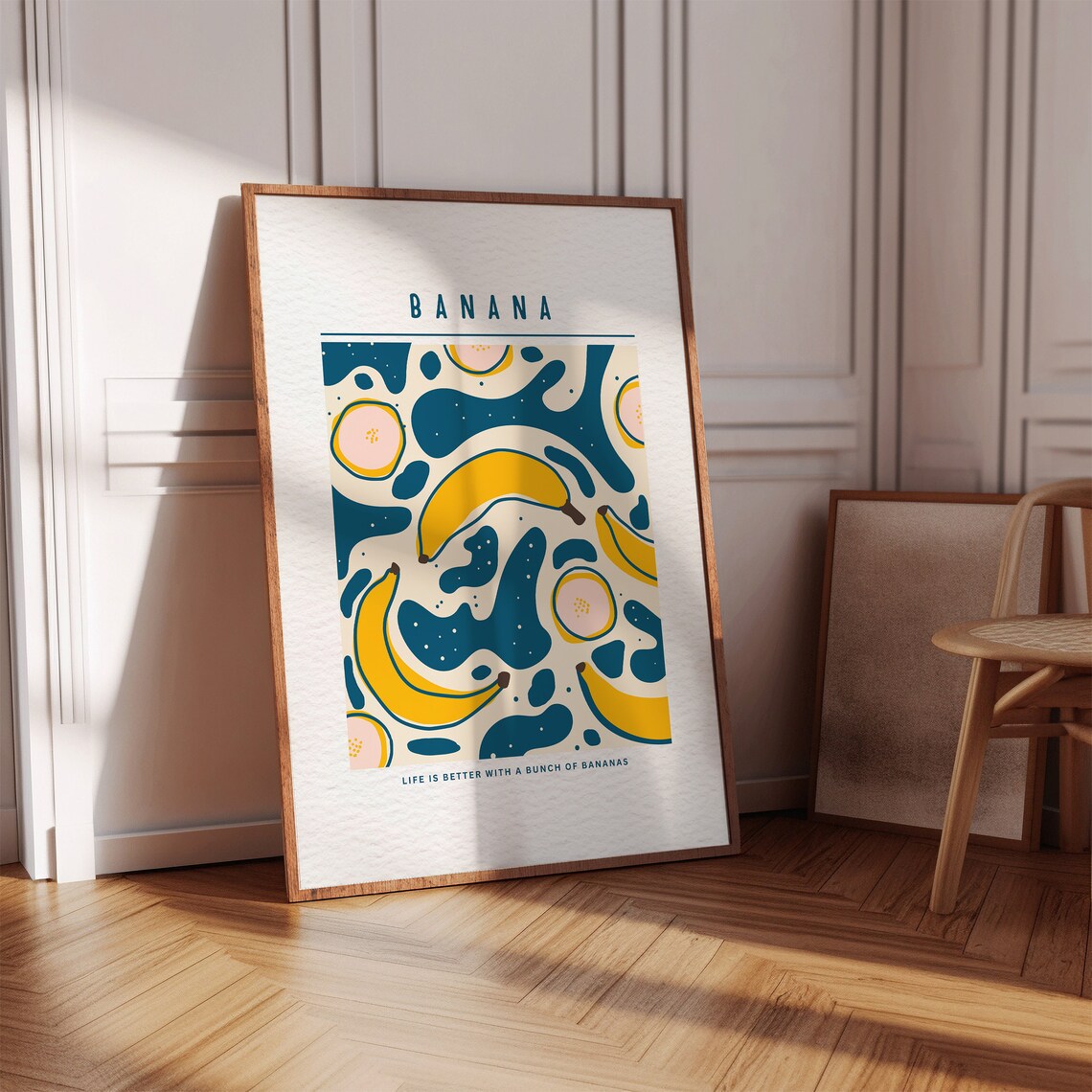 Banana Life Is Better With a Bunch of Bananas Retro Fruit Poster - Image 3