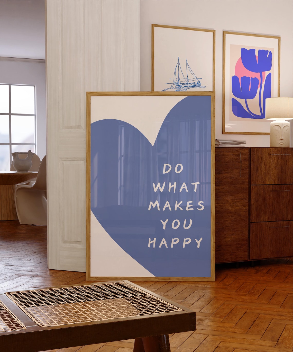 Blue Heart Do What Makes You Happy Motivational Quote Poster