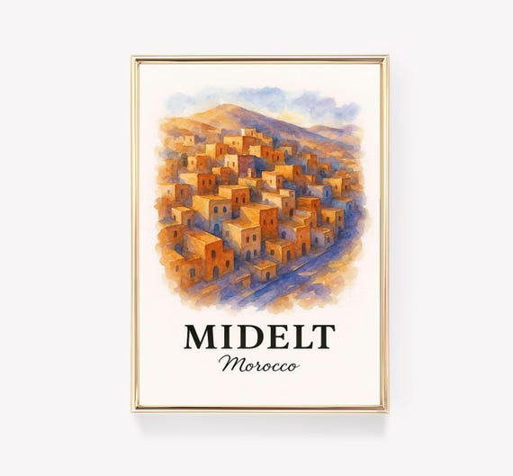 Midelt Morocco Travel Poster Vintage Wall Art Canvas Print Moroccan Decor Atlas Mountains Gift