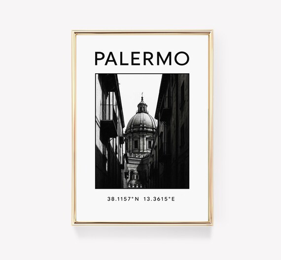 Palermo Sicily Black White Historic Alleyway Travel Photography Poster