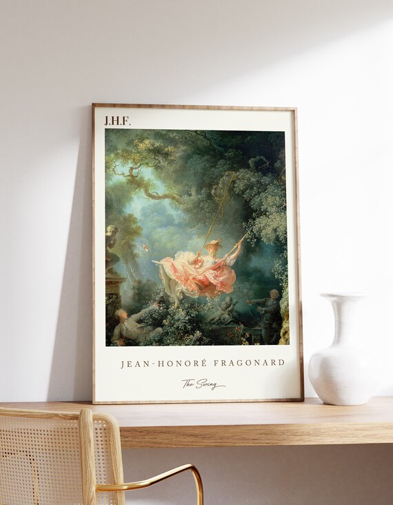 Jeanhonor Fragonard The Swing Botanical Poster Exhibition Garden Print Modern Art Decor Sage Green Wall