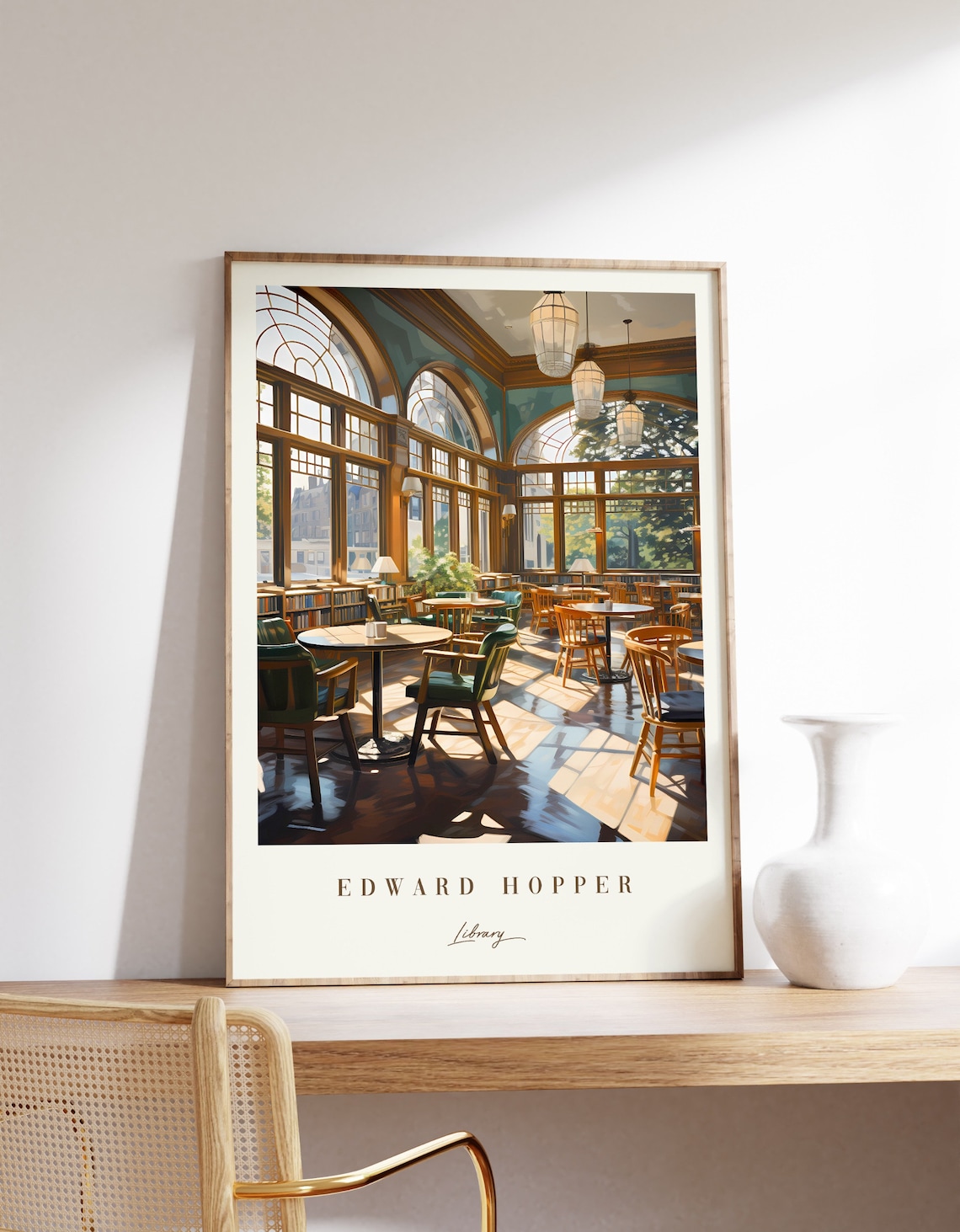 Library Print, Mid-Century Modern Art Nouveau Poster