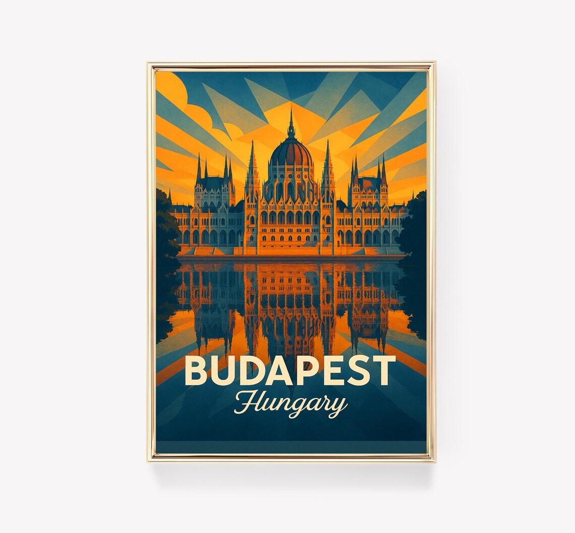 Budapest Vintage Travel Poster, Hungary Wall Art