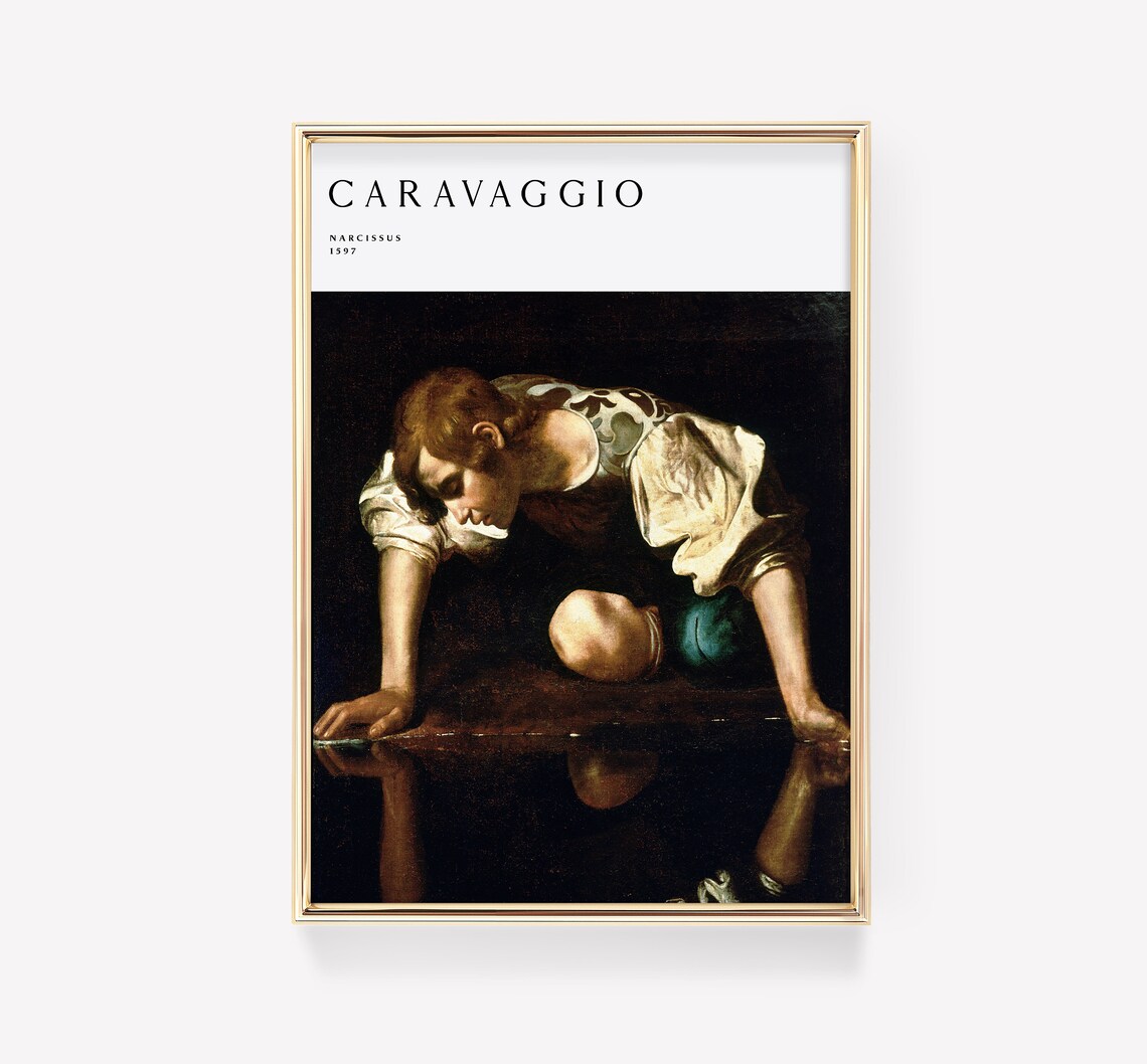 Caravaggio Narcissus 1597 Gold Frame Elegant Gallery Wall Poster