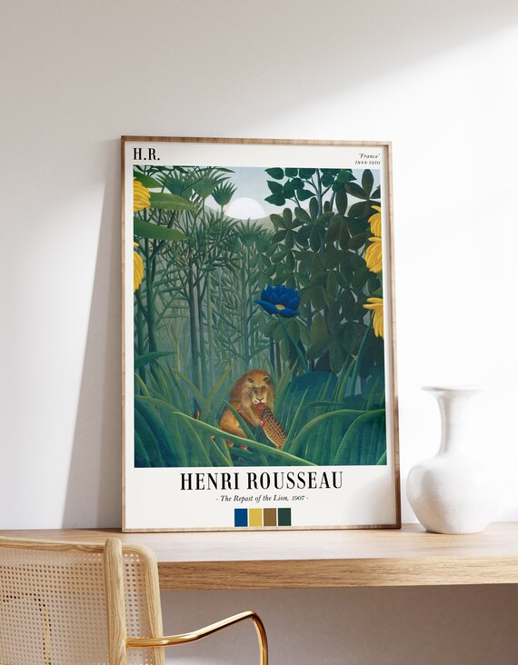 Henri Rousseau Print The Repast Of Lion Exhibition Poster Botanical Floral Animal Art Decor