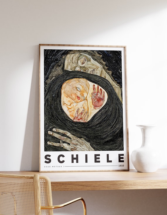 Egon Schiele Art Print Dead Mother I 1910 Gothic Maximalist Wall Eclectic Decor Quirky Altered Poster