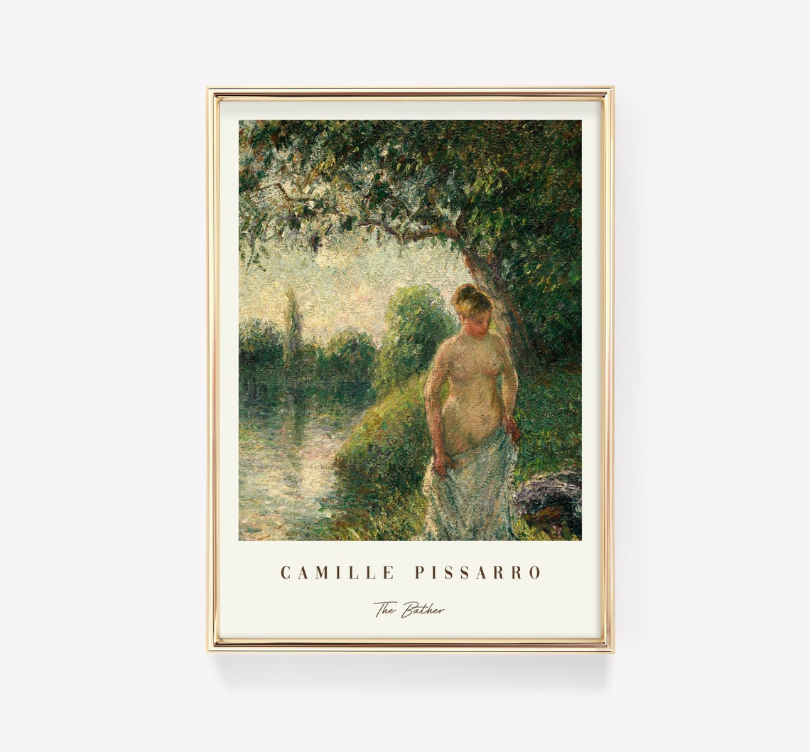 Camille Pissarro The Bather Riverside Impressionist Figure Poster