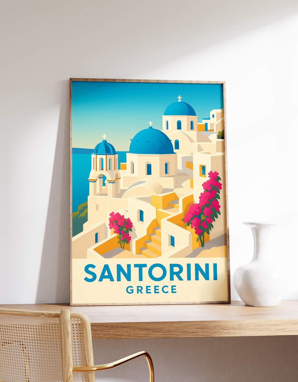 Santorini Poster, Greek Island Travel Poster