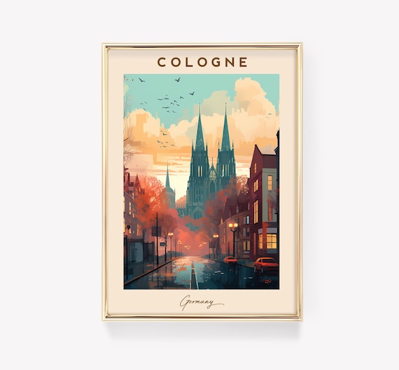 Cologne Cathedral Germany Autumn Evening Street Travel Poster