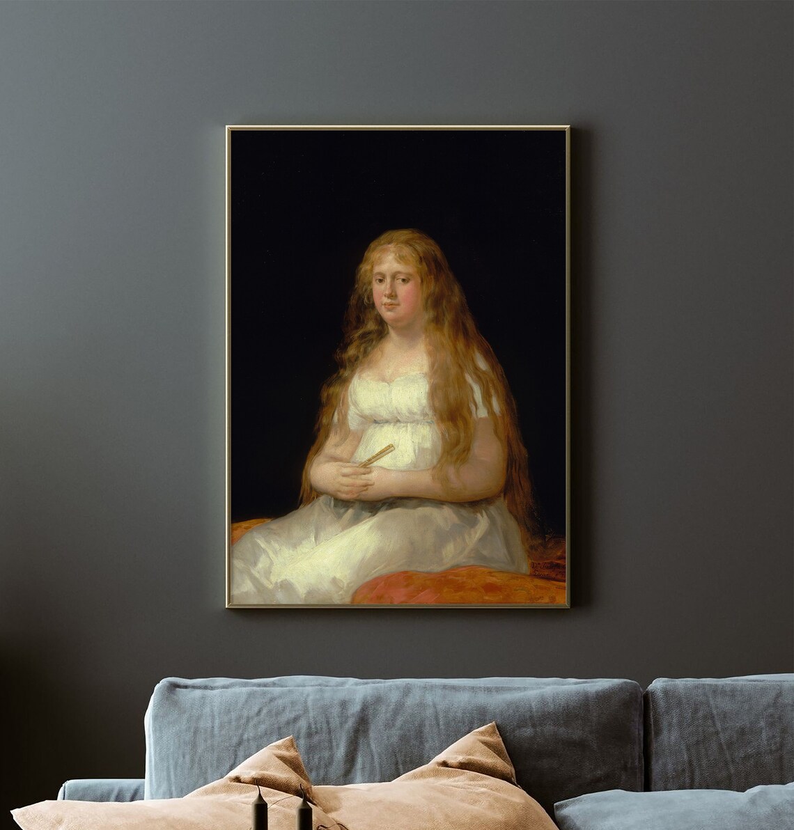 Elegant Young Woman White Dress Classical Oil Portrait Poster