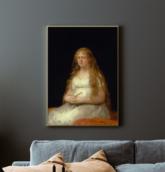 Elegant Young Woman White Dress Classical Oil Portrait Poster