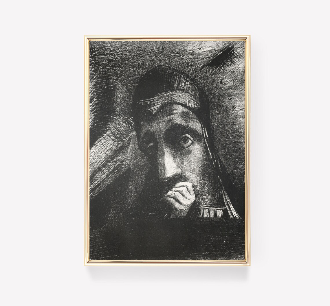 Odilon Redon Homage to Goya 1885 Dark Charcoal Vintage Art Poster