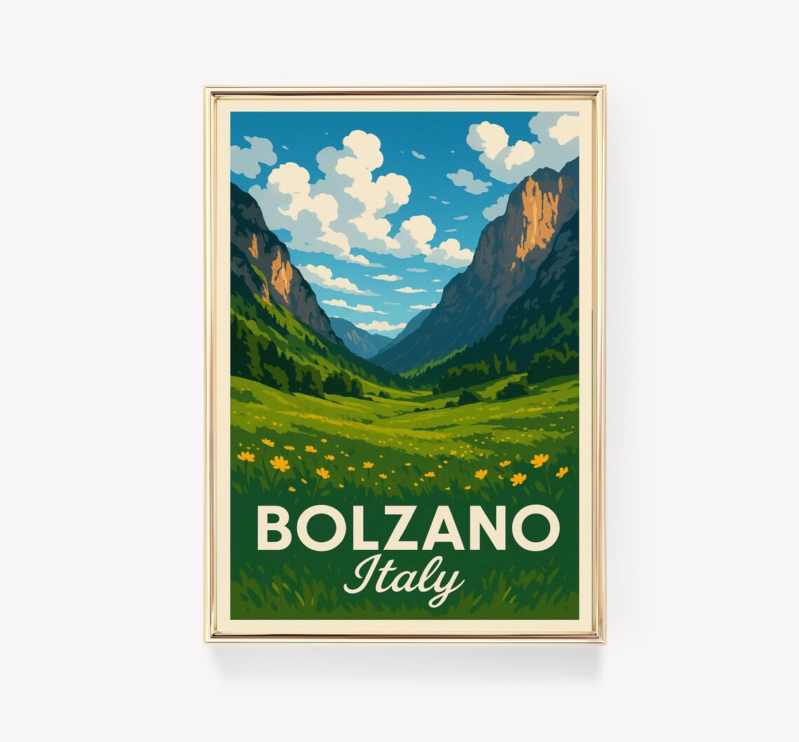 Bolzano Vintage Travel Poster, Italy Wall Art Print
