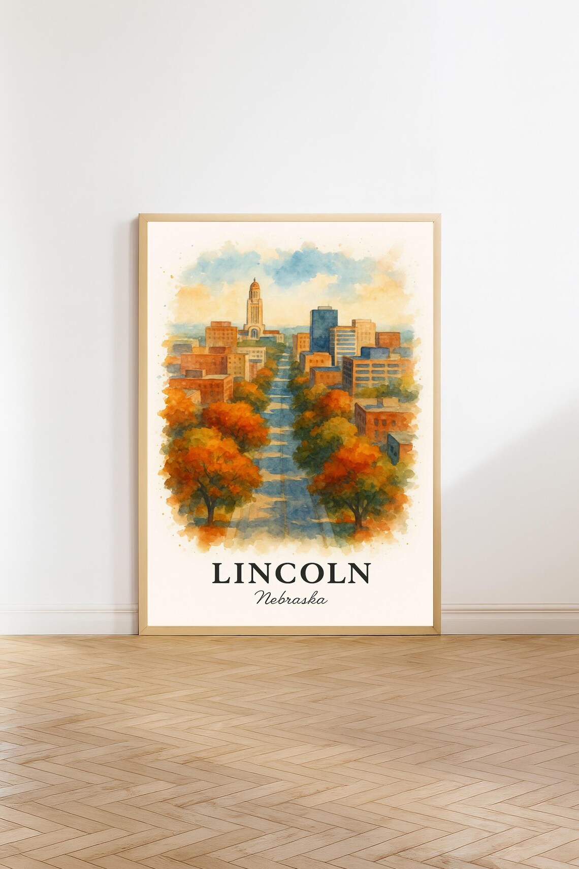 Lincoln Nebraska Vintage Travel Poster, Wall Art Print