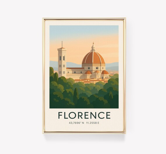 Florence Italy Duomo Cathedral Sunset Travel Art Print Coordinates
