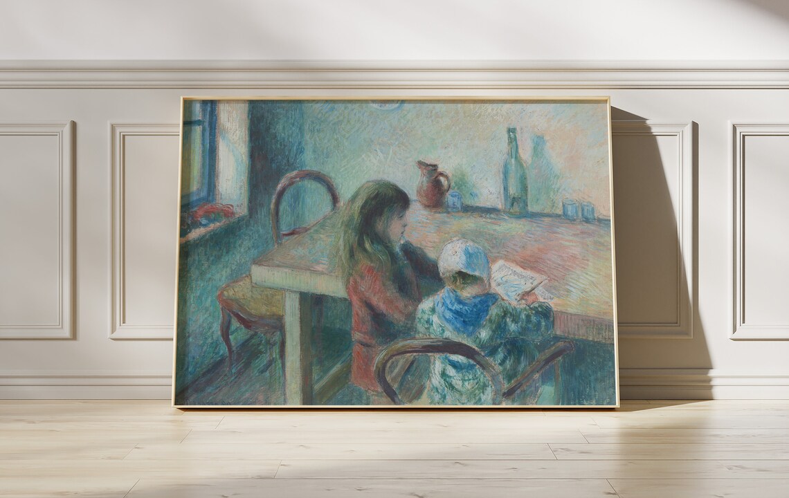 Pissarro Mother And Child At Kitchen Table Impressionist Art Poster