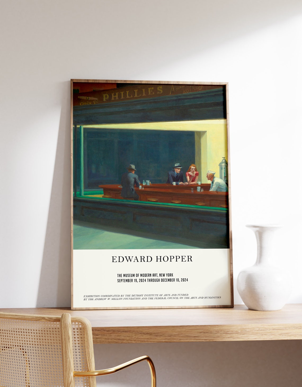 Edward Hopper Nighthawks Diner Night Exhibition Museum Poster