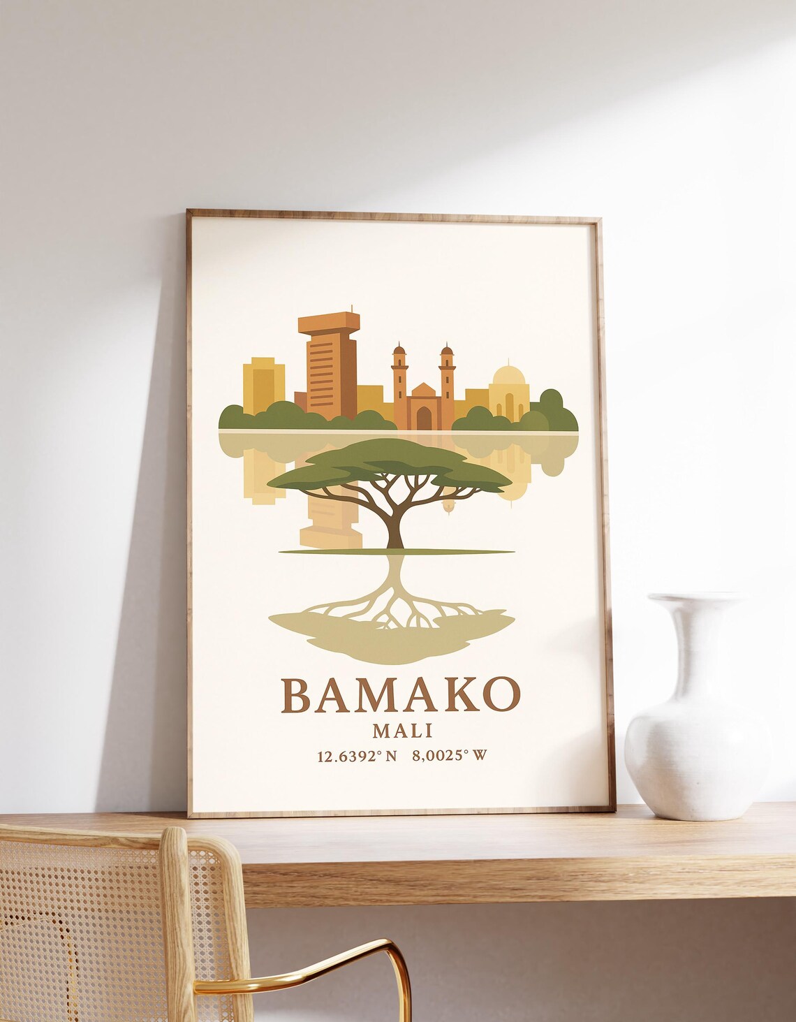 Bamako Mali Poster, Africa Skyline Art Print