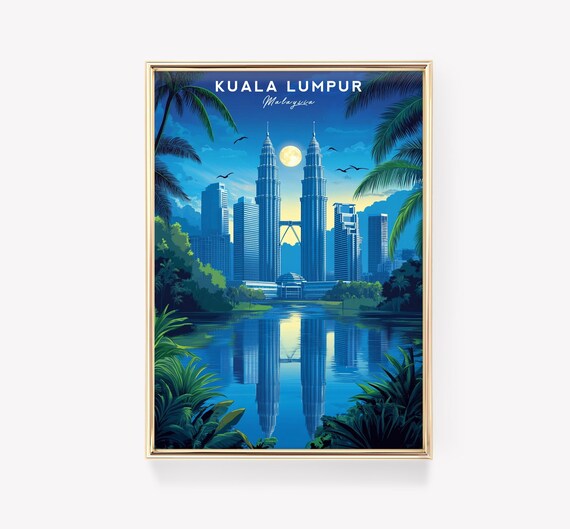 Kuala Lumpur Print Malaysia Poster Petronas Towers Art Wall Skyline Cityscape Travel