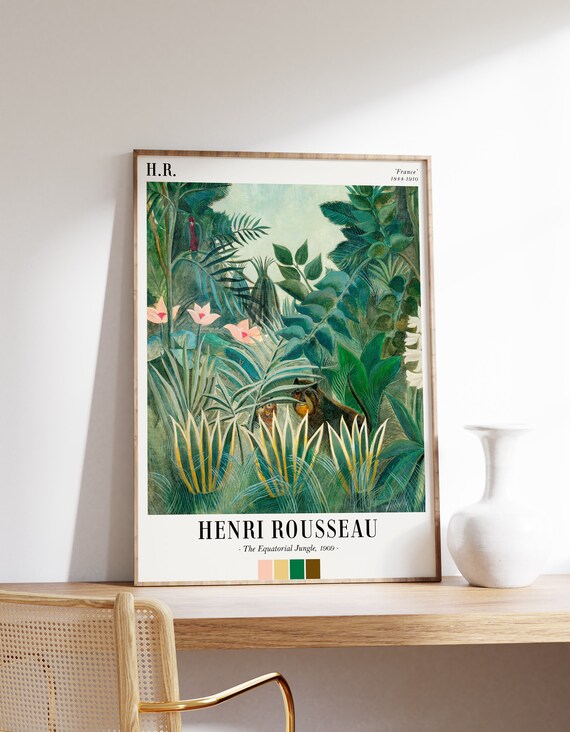 Henri Rousseau Poster The Equatorial Jungle Exhibition Print Botanical Wall Art Floral Animal