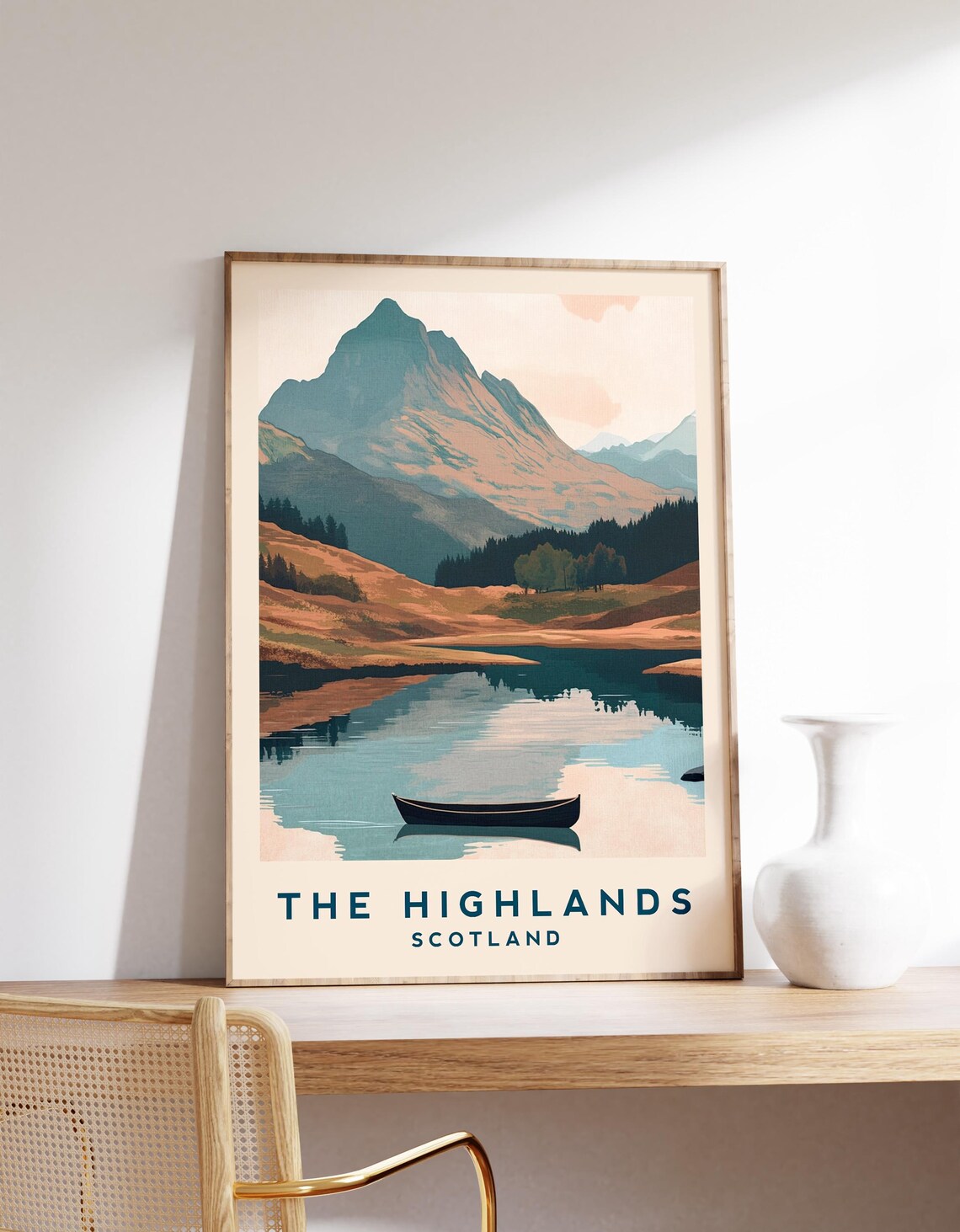 Scottish Highlands Vintage Travel Poster, Scotland