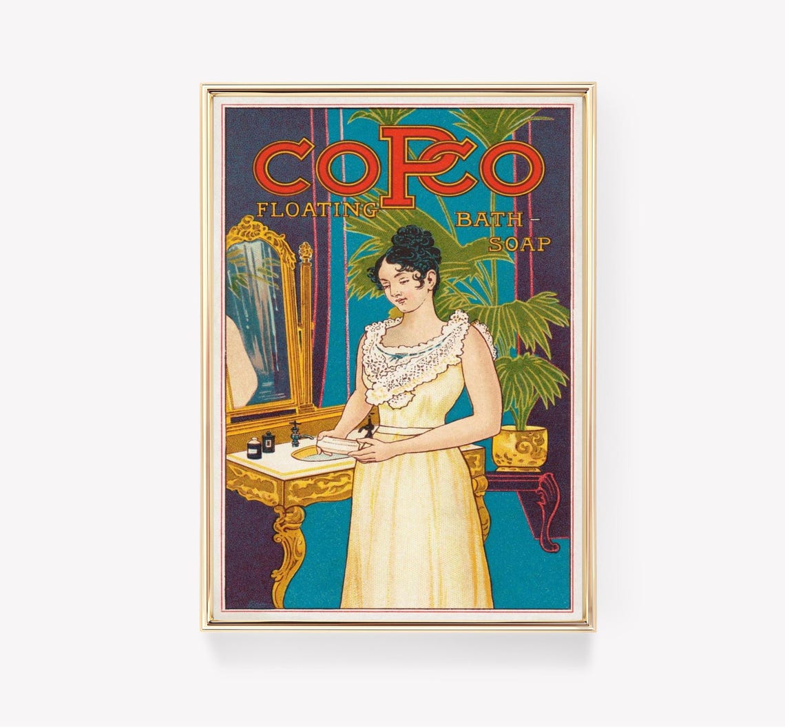 CoFo Floating Bath Soap Vintage Ad Woman Elegant Victorian Poster
