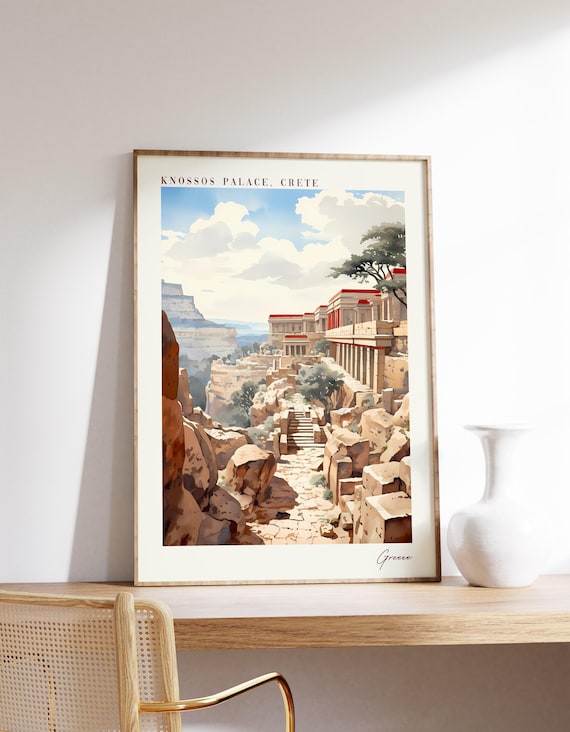 Knossos Palace Crete Travel Poster Ancient Greek Ruins Greece Art