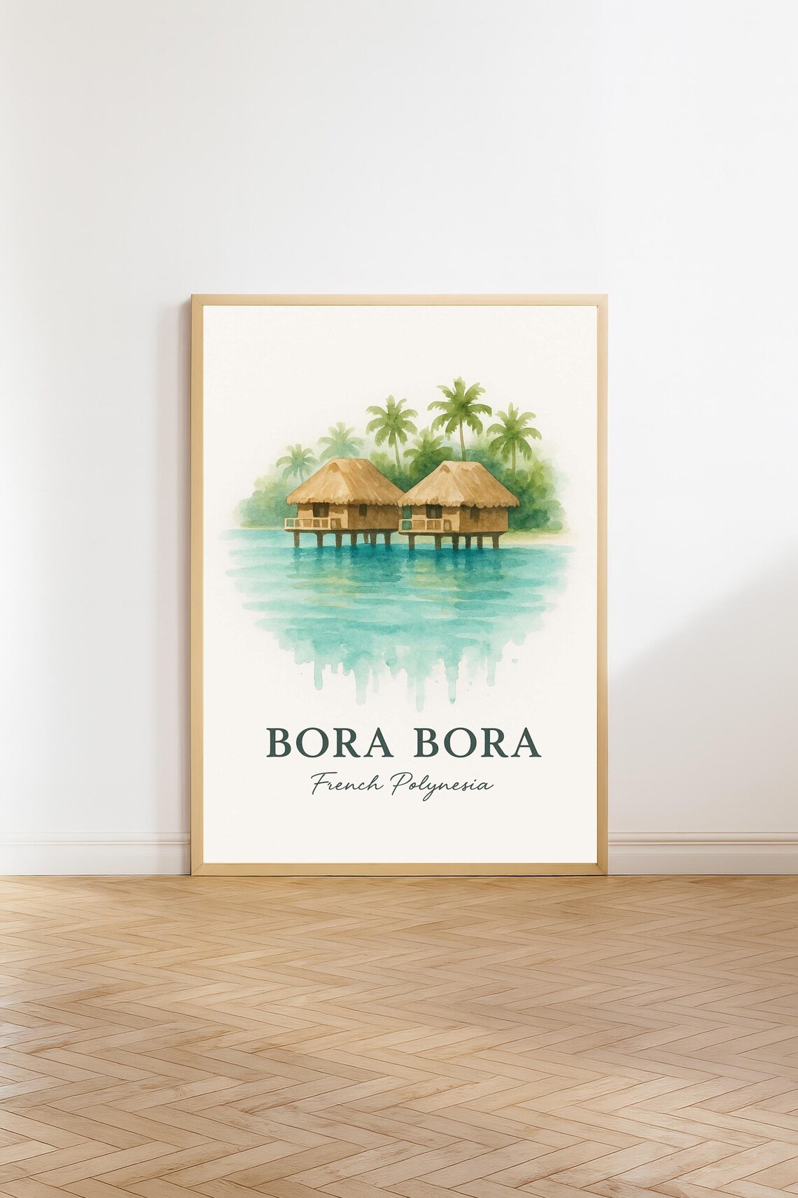 Bora Travel Poster, French Polynesia Vintage Print
