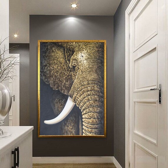 Golden Elephant Side Profile Textured Gold Safari Wall Poster