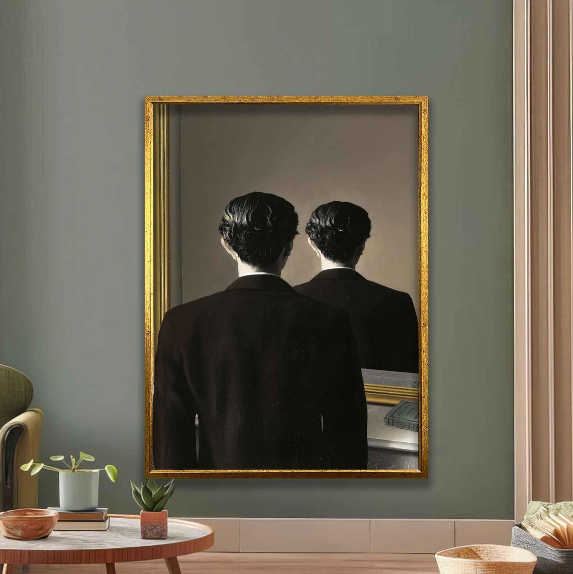 Magritte Mirror Man Surreal Conceptual Classic Modern Art Print Poster