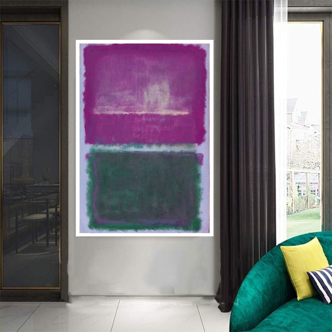 Rothko Style Magenta Green Color Field Abstract Expressionist Poster